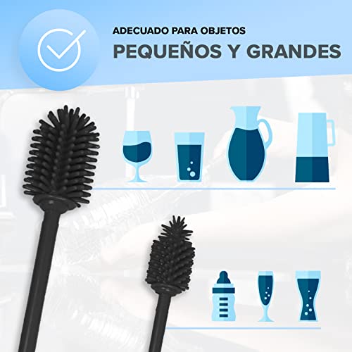 JAWAonline Juego de cepillos para fregaderos - Cepillo para botellas de silicona suave y sin arañazos - Cepillo limpiador de botellas flexible - Cepillo para botellas de primera calidad