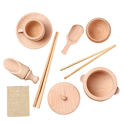 Jayehoze Sensory Bin Tools - Juguetes Montessori para niños pequeños, Juguete de Aprendizaje de motricidad Fina, Juego de simulación de Pinzas de Palas de Madera, Juego de 8 Juguetes de motricidad