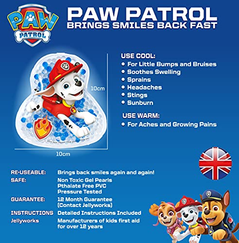 Jellyworks Paw Patrol Bolsa de Gel de Frío y Calor para Pequeños Golpes y Moretones, 60 g