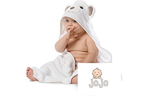 JoJo Toalla Bebe Recien Nacido | Toalla Bebe con Capucha, Diseño de Oso, 100% Coton 90 x 90, Grande, Suave y Confortable, Extra Absorbente, Super regalos bebes recien nacidos originales