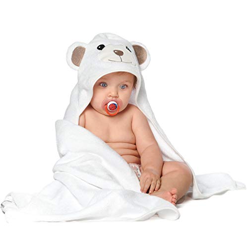 JoJo Toalla Bebe Recien Nacido | Toalla Bebe con Capucha, Diseño de Oso, 100% Coton 90 x 90, Grande, Suave y Confortable, Extra Absorbente, Super regalos bebes recien nacidos originales