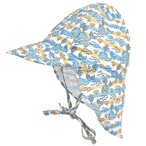 Joligiao Sombrero para Niños Flapper Sombrero de Sol Anti-UV Gorro Verano con Cubrenuca para Bebé Unisex Sombrero de Playa de protección Ajustable Gorro Verano Gorrito para Playa(Amarillo,S)