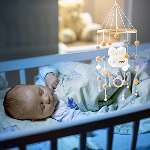 Jooheli Móvil Musical Bebé, Móvil de Cuna para Bebé, Musical Móvil para Cuna de Bebé, para de Cama Infantil para Recién Nacidos Regalo,Blanco