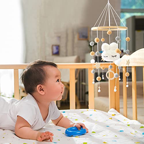 Jooheli Móvil Musical Bebé, Móvil de Cuna para Bebé, Musical Móvil para Cuna de Bebé, para de Cama Infantil para Recién Nacidos Regalo,Blanco