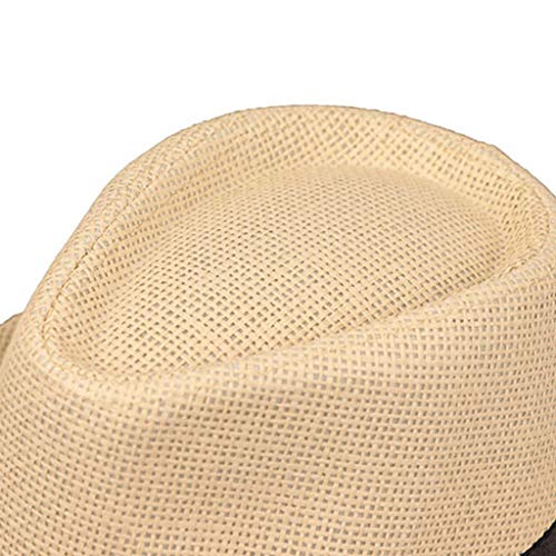 JOYKK Niños Sombrero de Paja Verano Playa Jazz Panamá Trilby Fedora Sombrero Gángster Gorra Sombreros al Aire Libre Respirable Niñas Niños Sombrero para el Sol - B # Blanco