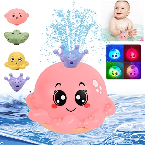 Juguete de Baño, Juguetes Bañera Niños Bebe 6-12 Meses 1 2 3 4 Años, Juguete para el Durante el Baño, Pulpo Agua Piscina Juguetes de Ducha con Luces de Flash Coloridas, Juguetes Regalos Bebés