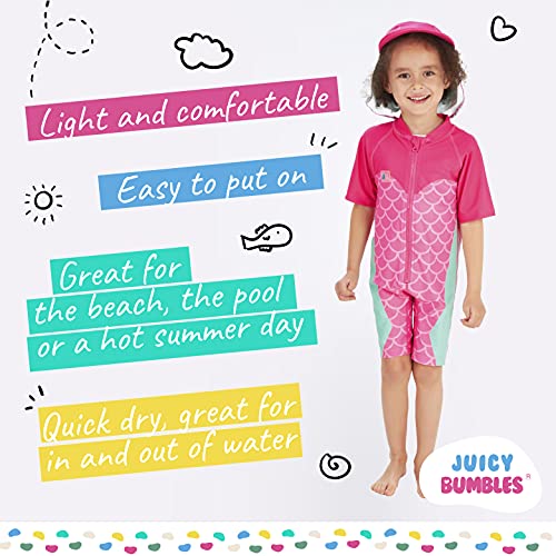 Juicy Bumbles Bañador Bebe Niña - Traje de Baño con Protección Solar Anti UV de Una Pieza para Bebés y Niños Pequeños - Traje de Mangas Cortas UPF50 + Sirena - 1-2 Años