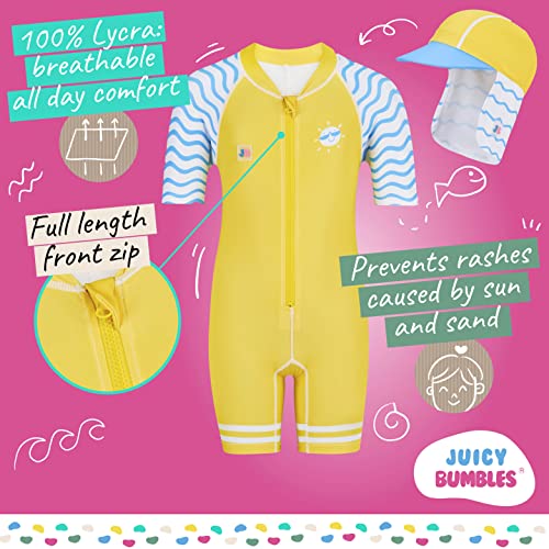 Juicy Bumbles Bañador Bebe Niño - Traje de Baño con Protección Solar Anti UV de Una Pieza para Bebés y Niños Pequeños - Traje de Mangas Cortas UPF50 + Sol 1-2 Años