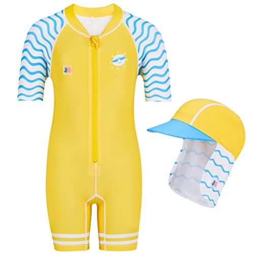 Juicy Bumbles Bañador Bebe Niño - Traje de Baño con Protección Solar Anti UV de Una Pieza para Bebés y Niños Pequeños - Traje de Mangas Cortas UPF50 + Sol 1-2 Años