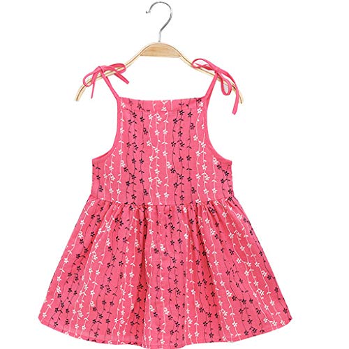 K-youth Ropa Bebe Niña Verano Vestido Corto Plisado de Tirantes con Rayas Niñas Niños Vestidos de Princesa Chica 1-6 años Casual Vestido Bautizo Fiesta Chica (Rosa Caliente, 2-3 años)