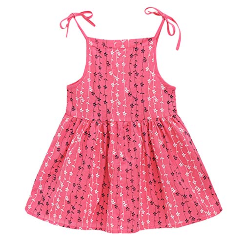 K-youth Ropa Bebe Niña Verano Vestido Corto Plisado de Tirantes con Rayas Niñas Niños Vestidos de Princesa Chica 1-6 años Casual Vestido Bautizo Fiesta Chica (Rosa Caliente, 2-3 años)