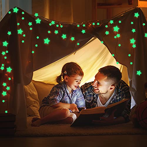 KAMEUN Luminoso Pegatinas de Pared Luna Estrellas Puntos Pegatinas de Pared para Niños Infantil Fluorescente Adhesivos Decoración para Dormitorio Bebé Guardería（6pack）