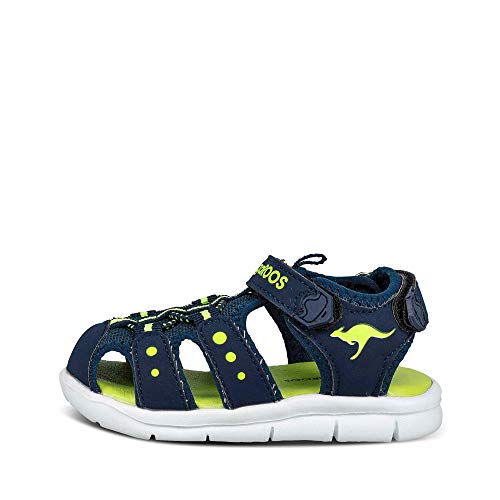 KangaROOS K-Mini, Sandalias Unisex bebé, Azul (Dk Navy/Lime 4054), 25 EU