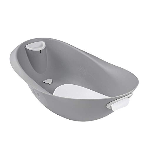 keeeper Bañera Ergonómica con Asas Suaves Stars, Tapón y Asiento anatómico, De 0 a 6 Meses, Natalia, Gris