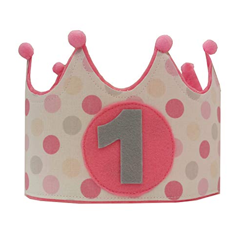 Kembilove Conjunto Personalizado de 4 piezas para Bebé de 1 año – Con Corona, Body, Tutu y Vela – Disfraz para sesiones de fotos de Cumpleaños – Diseño Niños Lunares Rosa 9 -12 Meses