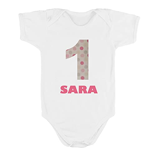 Kembilove Conjunto Personalizado de 4 piezas para Bebé de 1 año – Con Corona, Body, Tutu y Vela – Disfraz para sesiones de fotos de Cumpleaños – Diseño Niños Lunares Rosa 9 -12 Meses