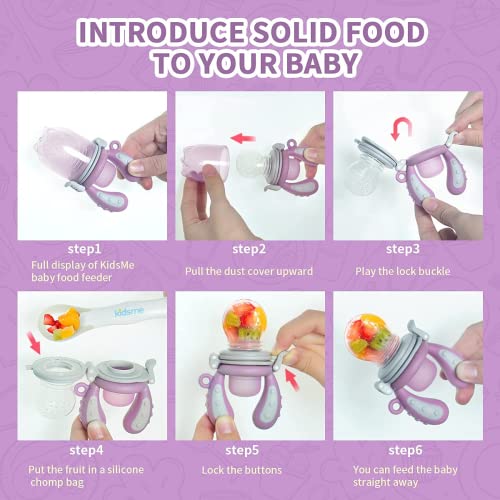 KidsMe Dispensador de comida de frutas para bebés – Alimento de silicona para niños pequeños, sin BPA, accesorios de alimentación para bebés de 4 a 24 meses