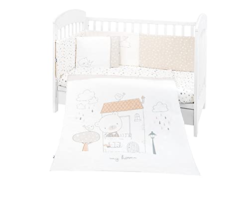 Kikkaboo Baby Bedding My Teddy 6 piezas.manta 95 x 135 cm almohada 35 x 45 cm, colores:blanco