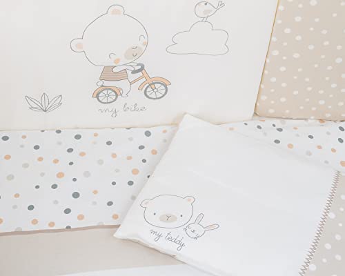 Kikkaboo Baby Bedding My Teddy 6 piezas.manta 95 x 135 cm almohada 35 x 45 cm, colores:blanco