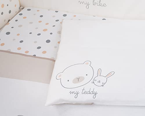 Kikkaboo Baby Bedding My Teddy 6 piezas.manta 95 x 135 cm almohada 35 x 45 cm, colores:blanco