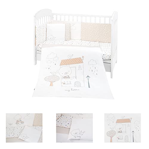 Kikkaboo Baby Bedding My Teddy 6 piezas.manta 95 x 135 cm almohada 35 x 45 cm, colores:blanco