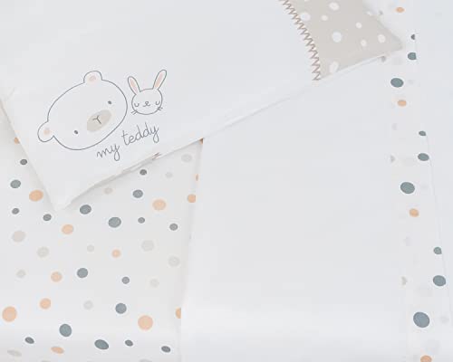 Kikkaboo Baby Bedding My Teddy 6 piezas.manta 95 x 135 cm almohada 35 x 45 cm, colores:blanco