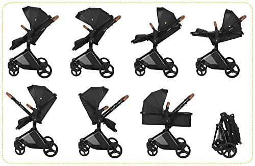 Kinderwagen 2 in 1 Nasjo, leichter Buggy und Babywanne, robuste Aluminiumrahmen, kompakte Größe, Blockademöglichkeit der Vorderräder, Handbremse