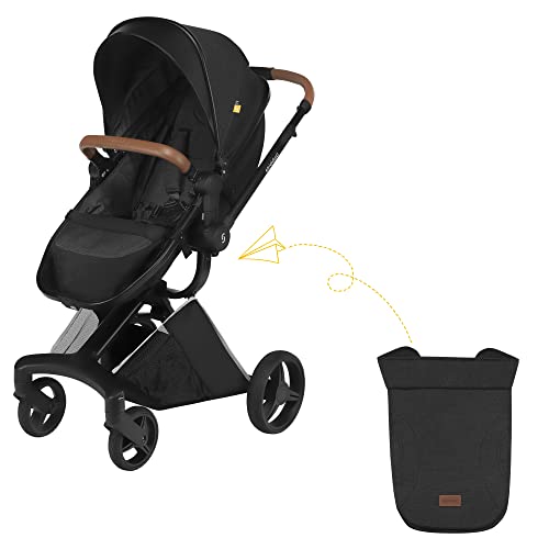 Kinderwagen 2 in 1 Nasjo, leichter Buggy und Babywanne, robuste Aluminiumrahmen, kompakte Größe, Blockademöglichkeit der Vorderräder, Handbremse