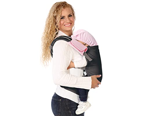 Kiokids Mochila Portabebés Ergonómica Multiposiciones Ajustable De Porteo Negro Con Capucha y Protectores (Rosa)