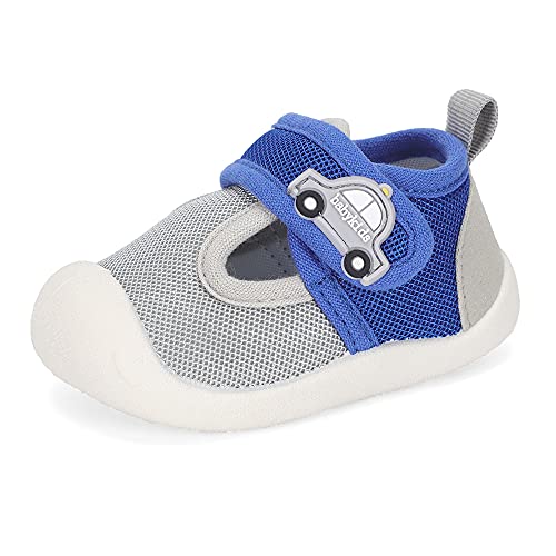 LACOFIA Zapatos Primeros Pasos para Bebé Zapatillas de Deporte Transpirables Antideslizantes para Niños Gris Azul 22