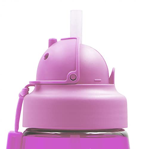 Laken OBY Niños Botella Infantil de Tritan, Tapón OBY con Pajita 0,45L Rosa