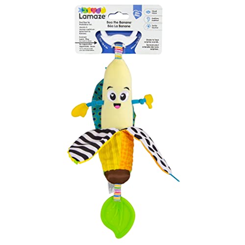 LAMAZE Bea the Banana, clip en el cochecito y cochecito de bebé recién nacido, juguete sensorial para bebés con colores y sonidos, juguete de desarrollo para niños y niñas de 0 a 24 meses