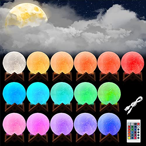 Lampara De Luna Personalizada Foto Y Texto 3D Usb Recargable 16 Colores Control Remoto Y Táctil Controlar Personalizado Luz De Noche Creativa Romántica (Diámetro 15cm)