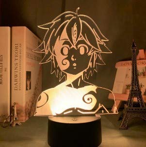 Lámpara de luz nocturna acrílica Manga The Seven Deadly Sins Gadget para Home Room Luz decorativa Meliodas Figura Lámpara de mesa para niños Regalo