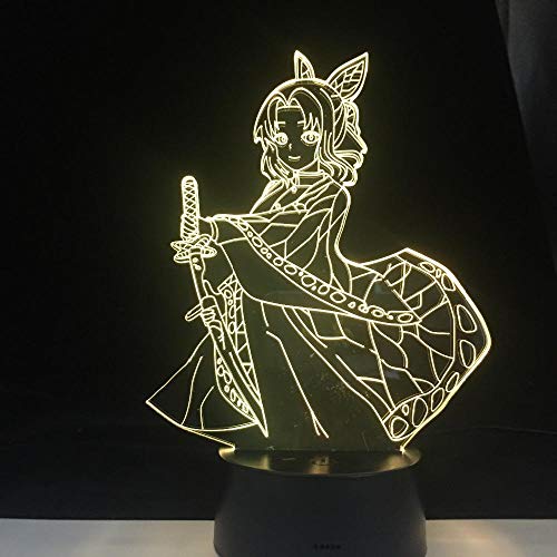 Lámpara de noche 3D, ilusión 3D, anime, Demon Slayer, lámpara 3D, Shinobu Kocho, luz nocturna para niños, dormitorio, decoración, Navidad, cumpleaños, regalo, Kimetsu No Yaiba 7 colores tocando