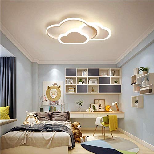 Lámpara de techo creativa con forma de nube con control remoto regulable, luz de techo acrílica, montaje empotrado para sala de estar, habitación de niños, 52 cm (20,5 pulgadas) 42 W blanco