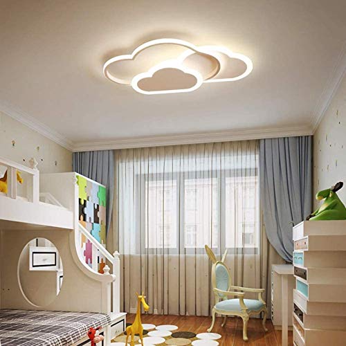 Lámpara de techo creativa con forma de nube con control remoto regulable, luz de techo acrílica, montaje empotrado para sala de estar, habitación de niños, 52 cm (20,5 pulgadas) 42 W blanco