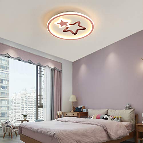 Lámpara De Techo LED Para Habitación De Niños Regulable Con Control Remoto, Luz De Techo De Acrílico Diseño Moderno En Forma De Corazón Sala De Estar Dormitorio De Niña Niño Estudio,Rosado,40cm/35W