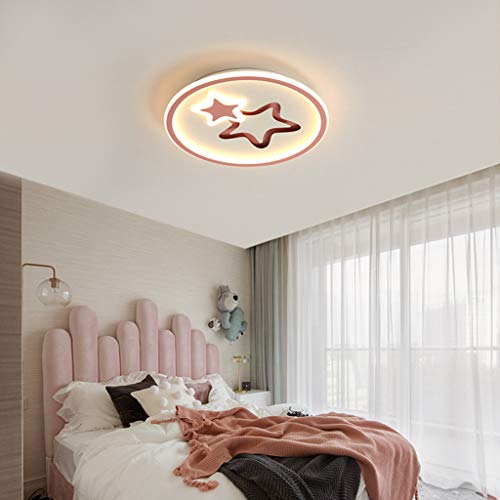 Lámpara De Techo LED Para Habitación De Niños Regulable Con Control Remoto, Luz De Techo De Acrílico Diseño Moderno En Forma De Corazón Sala De Estar Dormitorio De Niña Niño Estudio,Rosado,40cm/35W