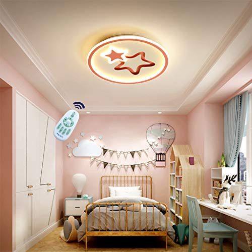 Lámpara De Techo LED Para Habitación De Niños Regulable Con Control Remoto, Luz De Techo De Acrílico Diseño Moderno En Forma De Corazón Sala De Estar Dormitorio De Niña Niño Estudio,Rosado,40cm/35W