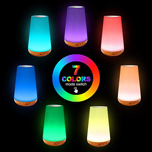 Lámpara LED táctil inteligente, luz nocturna colorida, control de WiFi por aplicación, lámpara para dormitorio infantil, lámpara de noche, lámpara de mesa RGB, luz blanca cálida regulable de 3 etapas