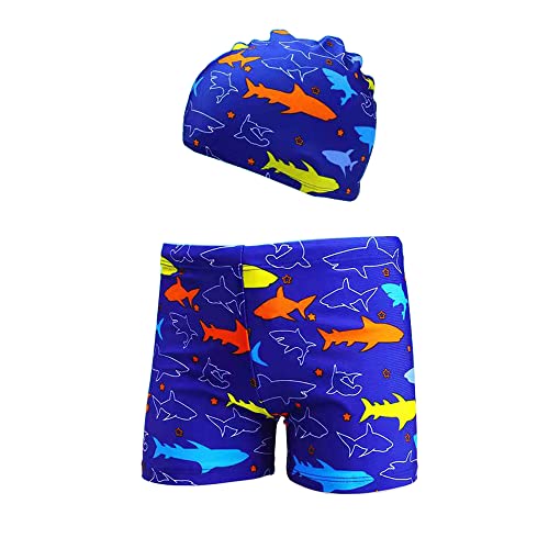 Lazz1on Niños Bañador Bebé Boxer de Natación y Gorros Secado Rápido Traje de Baño 3-12 Años