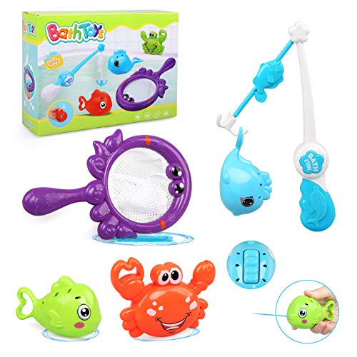 LEADSTAR Juguetes Baño Bebe,Juguetes Bañera Bebés 5pcs Lindos Animales Redes de Pesca,Juguetes de Piscina para Niños,Juguetes de Playa,Regalos para Bebés,Juguete de baño para Bebés 1 2 3 Año