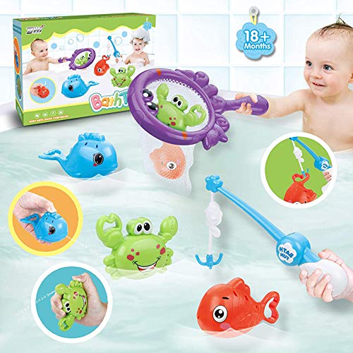 LEADSTAR Juguetes Baño Bebe,Juguetes Bañera Bebés 5pcs Lindos Animales Redes de Pesca,Juguetes de Piscina para Niños,Juguetes de Playa,Regalos para Bebés,Juguete de baño para Bebés 1 2 3 Año