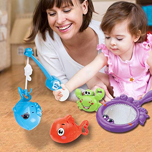 LEADSTAR Juguetes Baño Bebe,Juguetes Bañera Bebés 5pcs Lindos Animales Redes de Pesca,Juguetes de Piscina para Niños,Juguetes de Playa,Regalos para Bebés,Juguete de baño para Bebés 1 2 3 Año