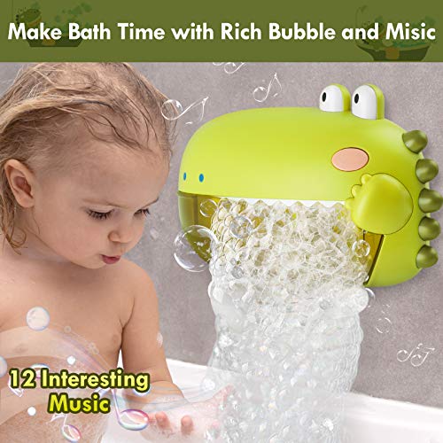 Lehoo Castle Juguetes Bañera para Bebé, Dinosaurios Burbujas Bañera Niños con música, Juguete para Burbujas Bañera con Capacidad de 250 ml