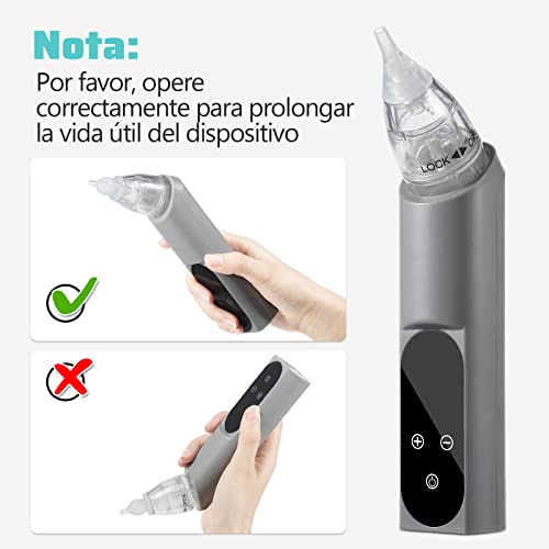 Lictin Aspirador Nasal Bebes-Set de cuidado del bebé, 6 modos conmutables, recargable aspirador nasal, con 3 puntas de silicona, aspirador nasal eléctrico para recién nacidos, niños pequeños