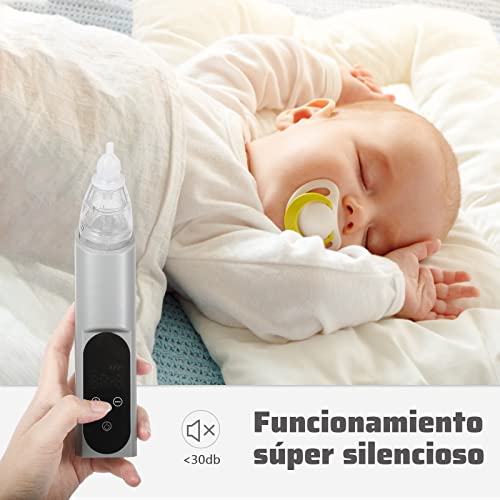 Lictin Aspirador Nasal Bebes-Set de cuidado del bebé, 6 modos conmutables, recargable aspirador nasal, con 3 puntas de silicona, aspirador nasal eléctrico para recién nacidos, niños pequeños