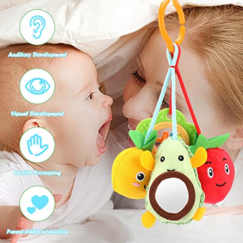 LINGSFIRE Juguetes Colgantes para Bebé, Peluches Carrito Bebe Juguetes, Juguetes Sensoriales bebés con Mordedor y Sonajeros, Juguetes de Sonajero para Niños, Niñas de 0 a 3 Años