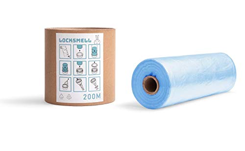 LOCKSMELL Nappy Bin Liner Compatible with Tommee Tippee Sangenic cartridges| Made From Recycled Materials + Refill Tube For Easy Refilling (200 m)